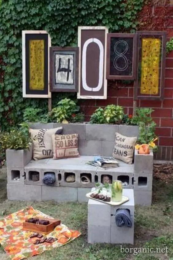 Creative Cinder Block Bench