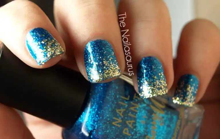 Blue Glitz Nails