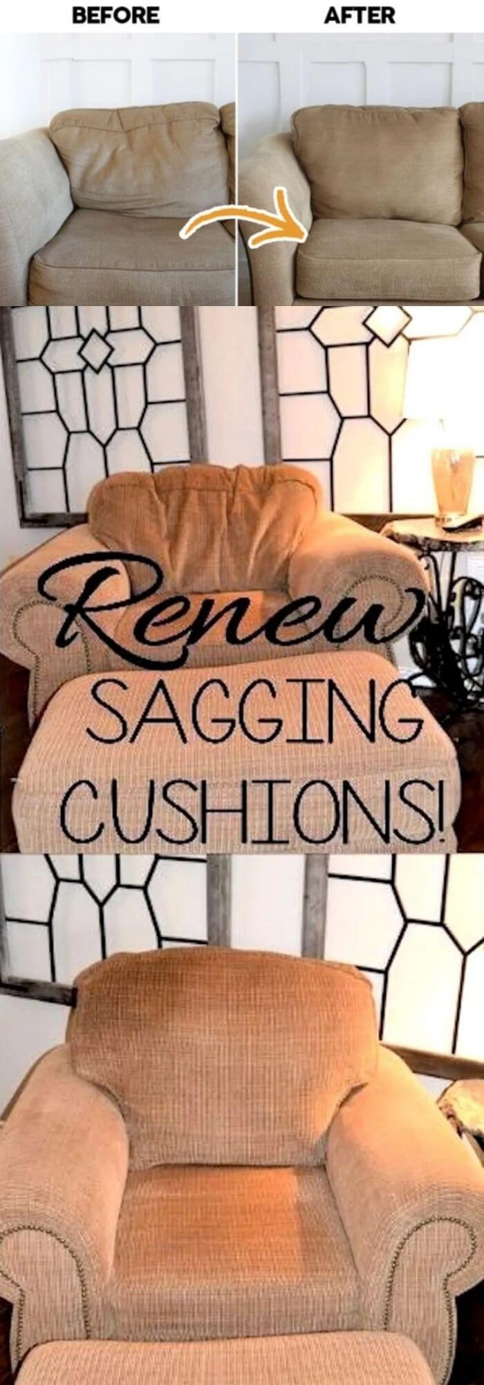 Give your living room sofa a fresh look by re-stuffing the cushions