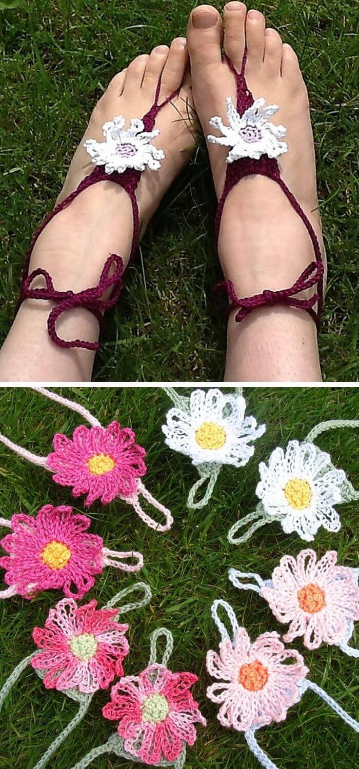 Daisy flower barefoot sandals