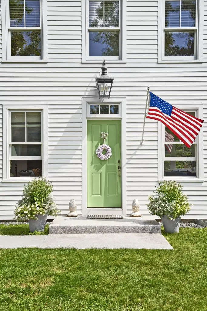 Olive green door