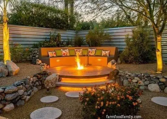 Modern corner firepit