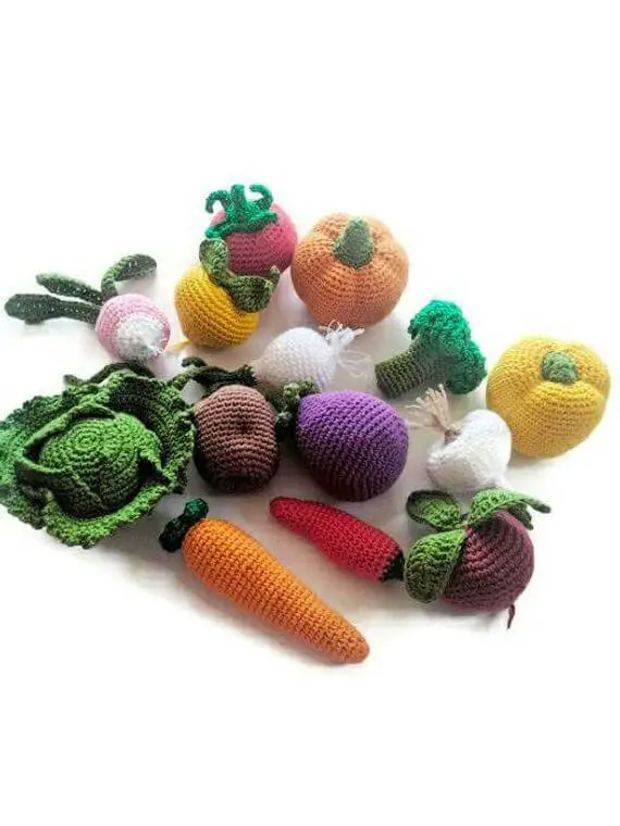 8 pcs crochet fake food pretend